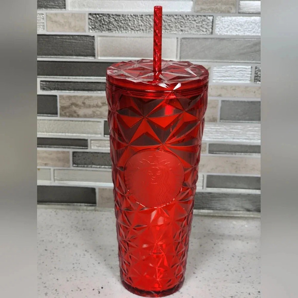 Poinsettia Red Prism Cold Cups and Ornament - Picture 1 of 3